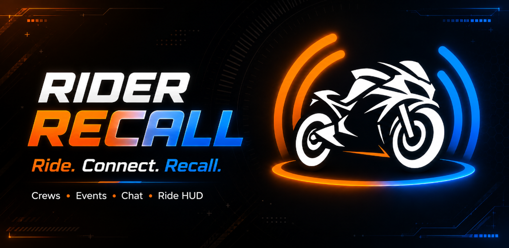 Rider Recall feature graphic: Ride. Connect. Recall.